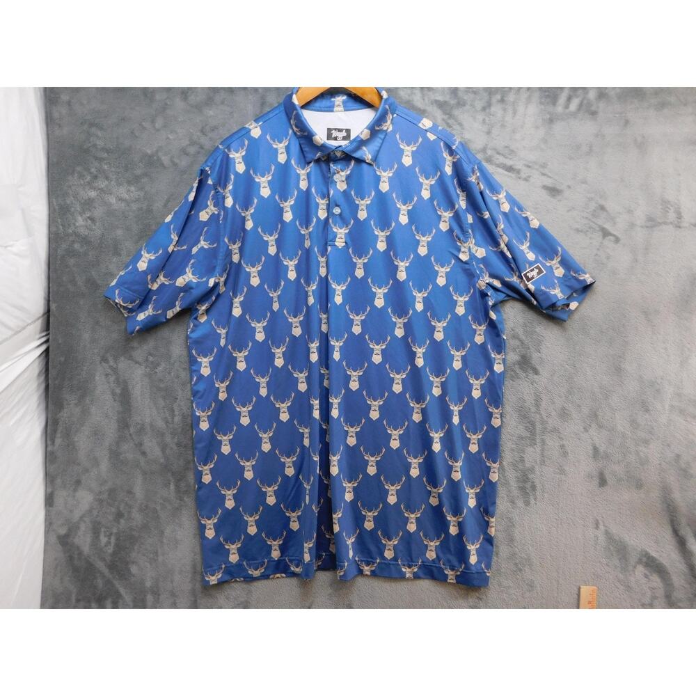 Waggle Polo Shirt Mens 2XL Blue Polyester Spandex Tagless Collared Vietnam
